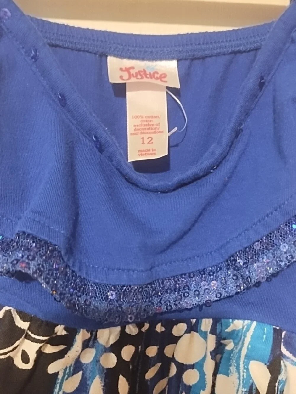 Justice Blue Floral Ruffle Sundress Like New Size 12.